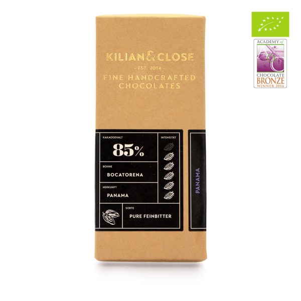 Kilian & Close - vegane dunkle Bio-Schokolade 85%
