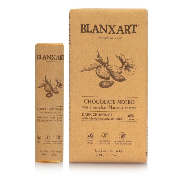 Blanxart - Vegane dunkle Schokolade mit Mandeln