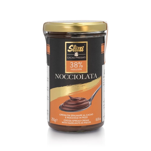 Slitti - Nocciolata Aufstrich aus Vollmilchschokolade und Nusskrokantstücken