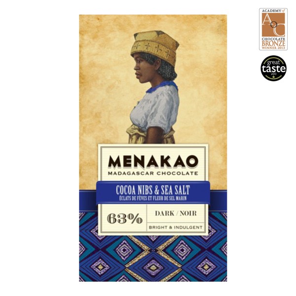 Menakao - Dunkle Schokolade mit Kakaonibs und Meersalz