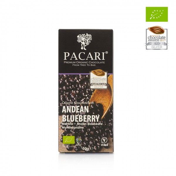 Pacari - Dunkle Bio-Roh-Schokolade mit Anden-Blaubeeren