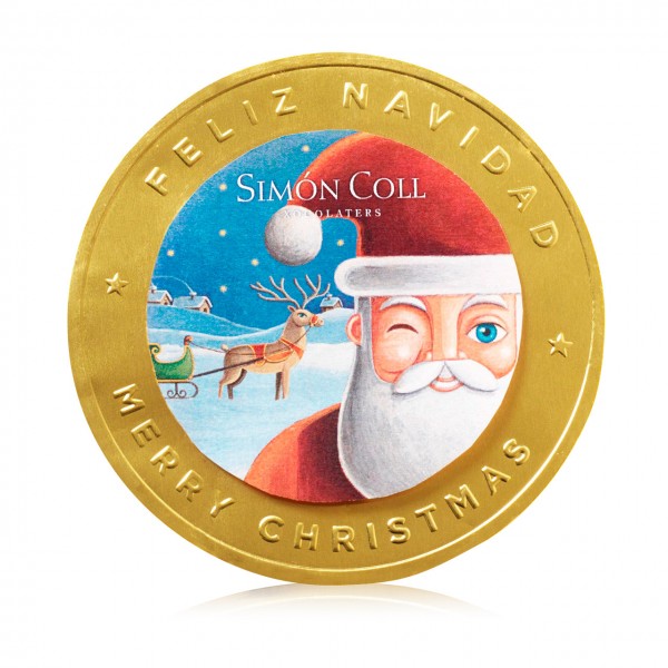 Simon Coll - Goldene Weihnachtsmünze aus Vollmilchschokolade