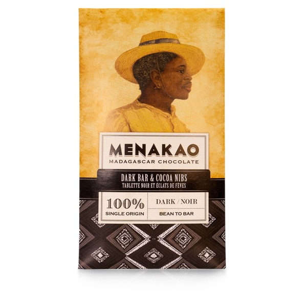 Menakao - Dunkle 100%ige Schokolade mit Kakaonibs