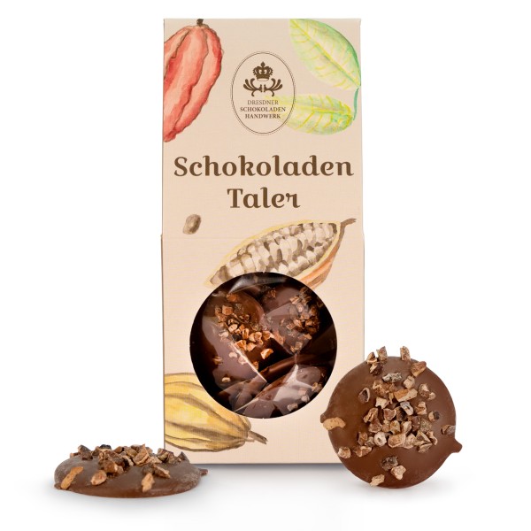 Dresdner Handwerk - Dunkler Schokoladentaler mit Himalayasalz & Kakaonibs