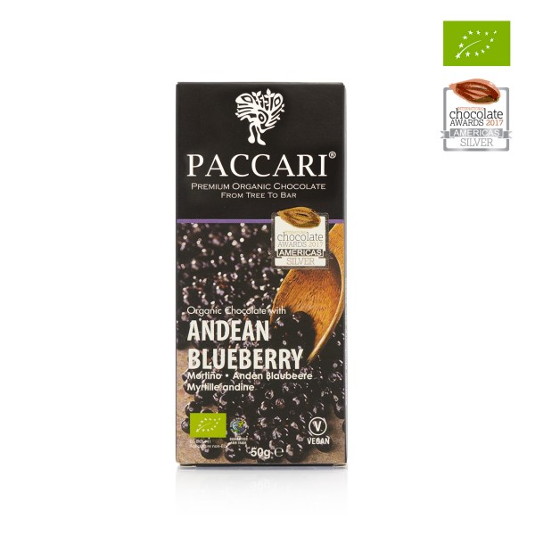 Paccari - Dunkle Bio-Roh-Schokolade mit Anden-Blaubeeren