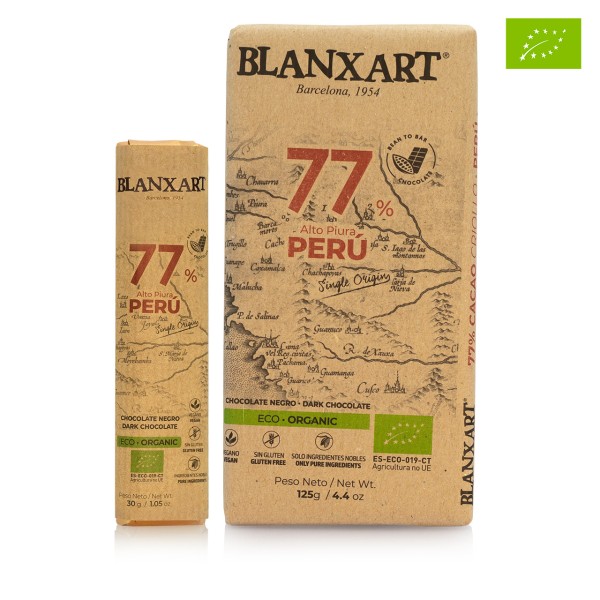 Blanxart - Dunkle Bio-Schokolade mit 77% Kakao aus Peru