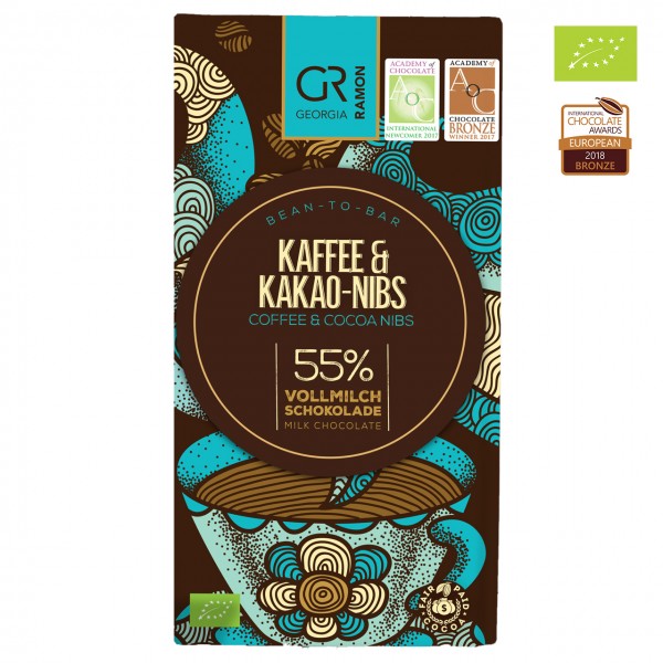 Georgia Ramon - Bio-Vollmilchschokolade mit Kaffee und Kakao-Nibs
