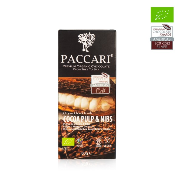 Paccari - Dunkle vegane Bio-Schokolade mit Kakaopulpe & Nibs